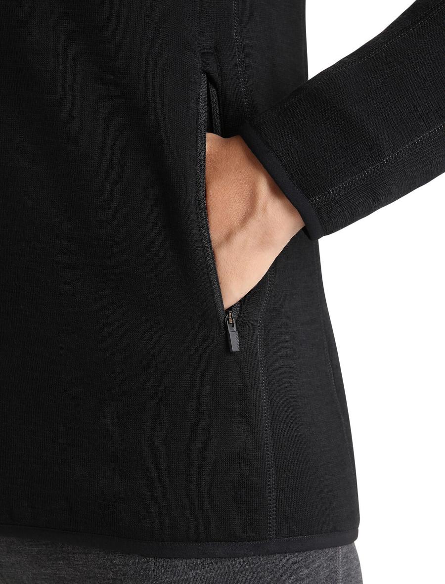 Sweat À Capuche Icebreaker RealFleece™ Merino Elemental Long Sleeve Zip Jacket Homme Noir | FR 1251DFMN